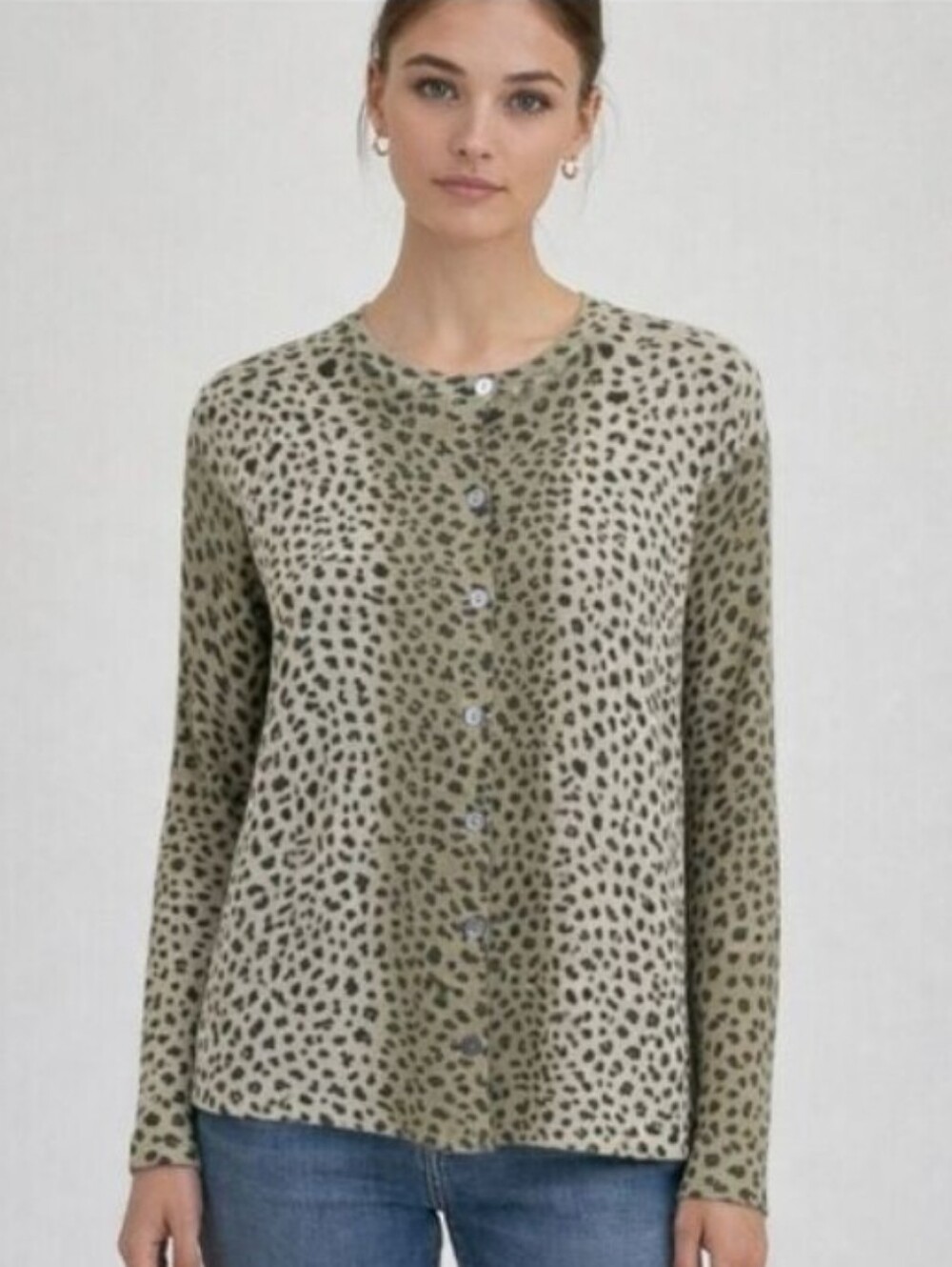 XXist Leopard Print Button-Up Cardigan With Gold Threading Size Large